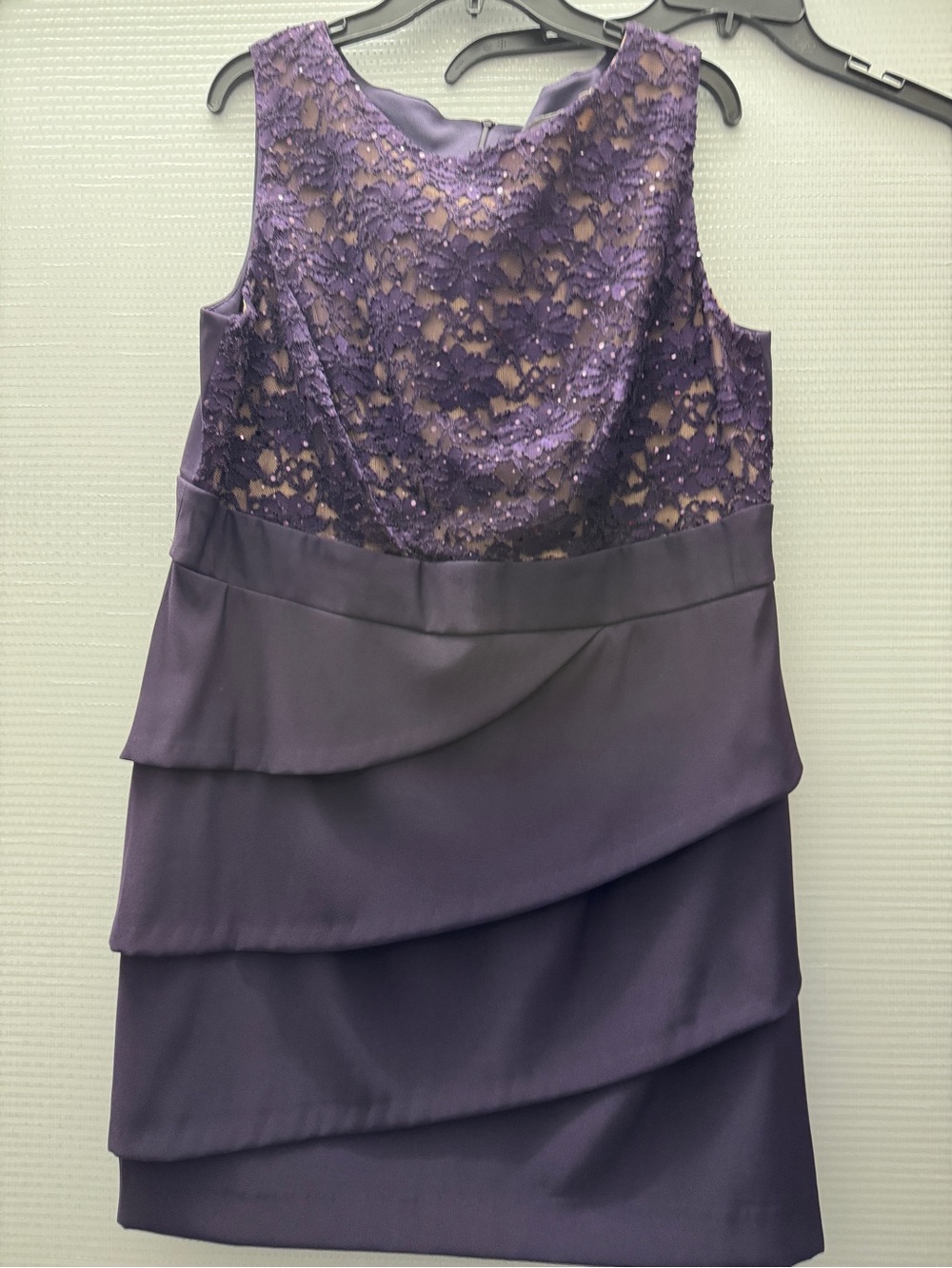 connected apparel Purple Lace Tiered Midi Dress